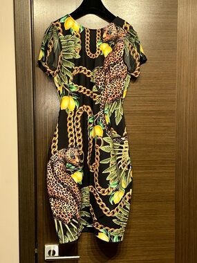 Carmen Steffens Black Tropical Mini Dress